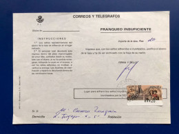 España Spain 1999, ATM VIRGEN DEL CARMEN, DOCUMENTO POSTAL FRANQUEO INSUFICIENTE 20 PTS, EPELSA, RARO!!! - Viñetas De Franqueo [ATM]