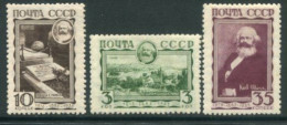 SOVIET UNION 1933 Marx Death Anniversary LHM / *.  Michel 424-26 - Neufs