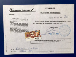 España Spain 1998, ATM FEDERICO GRAIA LORCA, DOCUMENTO POSTAL FRANQUEO INSUFICIENTE 20 PTS, EPELSA, RARO!!! - Timbres De Distributeurs [ATM]