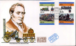 Nevis - FDC - George Stephenson - Trenes