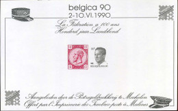 Herinneringsvelletje / Feuillet Souvenir Belgica 90 - Cartas & Documentos