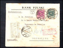 Polen - Cover From Warszawa (Bank Polski) To Bruxelles, Belgium - Banque Générale De Dépôts, Met Lakzegel - Covers & Documents