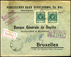 Polen - Cover  To Bruxelles, Belgium - Banque Générale De Dépôts , Lakzegel - Brieven En Documenten