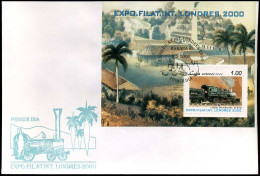 Cuba - FDC - Expo Filat Int Londres 2000 - Trenes