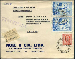 Argentina - Cover To Aachen, Germany -- Certificada, Por Avion - Lettres & Documents
