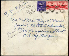 USA - Cover From Detroit To Antwerp, Belgium - 2c. 1941-1960 Lettres