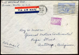 USA - Cover From Ames To Antwerp, Belgium   - 2c. 1941-1960 Briefe U. Dokumente