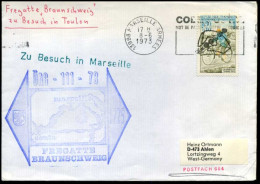 France - Cover To Ahlen, Germany -- Fregatte Braunschweig, Zu Besuch In Marseille - Covers & Documents