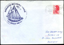 France - Cover To Beveren, Belgium -- Goelette De L'école Nvale 'La Belle Poule' - Lettres & Documents