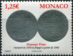 MONACO - 2008 - STAMP MNH ** - Coins. 1 New Franc Rainier III (1960) - Neufs