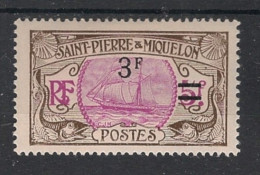 SPM - 1924-27 - N°YT. 126a - Bateau 3f Sur 5f - VARIETE Sans Point Après F - Neuf * / MH VF - Ungebraucht