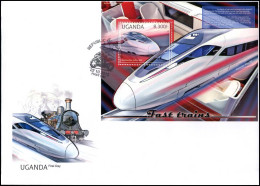 Ugunda - FDC - Fast Trains (2012) - Trenes