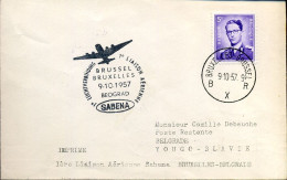 Eerste Luchtverbinding - Brussel-Beograd, SABENA 9/10/1957 - Briefe U. Dokumente