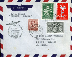 Eerste Luchtverbinding - Brussel-Ankara,  SABENA 9/11/1958 - Lettres & Documents