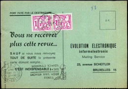 Briefkaart - Strafport / Taxe -  2 X TX66 - "Evolution Electronique, Brussel" - Briefe U. Dokumente