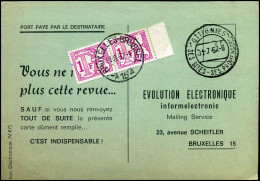 Briefkaart - Strafport / Taxe -  2 X TX66 - "Evolution Electronique, Brussel" - Covers & Documents