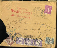 Cover Uit Frankrijk - Strafport / Taxe -- TX32 + TX37 + 3 X TX43 - "Banque Maurice Prost, Lons Le Saunier" - Lettres & Documents