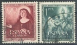 SPAIN,  1952, MARIA M. DERMAISIERES AND THE EUCHARIST BY TIEPOLO STAMPS SET OF 2, # 789, & C137, USED. - Used Stamps