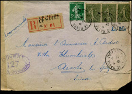 Registered Cover To Aeschi, Switzerland - Ouvert Par L'Authorité Militaire - War Stamps