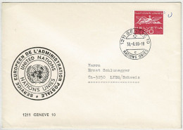 Schweiz 1966, Brief Genève - Lyss, Dienstmarke Nations Unies / UNO - Servizio