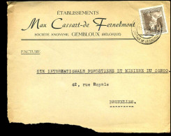 Coverfront Naar Bruxelles - "Etablissements Max Cassart De Fernelmont, Gembloux" - 1936-1957 Col Ouvert