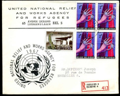 Cover Naar Bruxelles - "United National Relief And Works Agency For Refugees, Bruxelles - Storia Postale