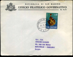 Cover To Marcinelle, Belgium - "Republlica Di San Marino - Ufficio Filatelico Governativo" - Cartas & Documentos