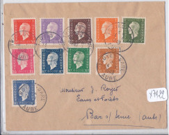 LETTRE DU 14-01-1949- LETTRE OBLITEREE DE 10 TIMBRES DULAC DIFFERENTS-  BEL ENSEMBLE- TROYES - Guerre De 1939-45