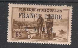 SPM - 1941-42 - N°YT. 259 - France Libre 65c Brun - Neuf * / MH VF - Unused Stamps