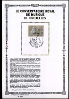 2034 - Le Conservatoire Royal De Musique De Bruxelles - Zijde/soie Sony Stamps - Cartes Souvenir – Emissions Communes [HK]