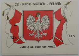 CB RADIO STATION - POLOGNE / POLAND - Blason Avec Aigle - Drapeau - Carte QSL  - Otros & Sin Clasificación