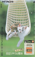Japan Tamura 105u Old Private 110 - 011 Advertisement Animal Cat Cats Hitachi Batteries / 1 Hole Use Only - Japón