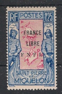 SPM - 1941-42 - N°YT. 287 - France Libre 1f25 Outremer Et Rose - Neuf * / MH VF - Nuevos