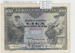 BILLETE ESPAÑA 100 PESETAS 1906 SERIE B P-59a CON APRESTO MBC+ - Otros & Sin Clasificación