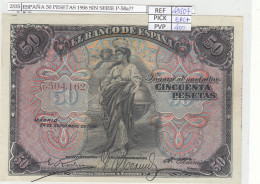 BILLETE ESPAÑA 50 PESETAS 1906 SIN SERIE P-58a EBC+ - Autres & Non Classés