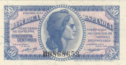 BILLETE ESPAÑA 50 CENTIMOS 1937 P-93 SIN CIRCULAR - Otros & Sin Clasificación