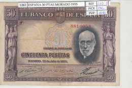 BILLETE ESPAÑA 50 PESETAS COLOR MORADO 1935 P-88a.1 EBC - Autres & Non Classés