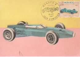 Monaco - Voitures De Course - B.R.M. (1964) - Carte Maxi FDC - Prémier Jour D'Emission - Cars