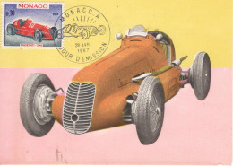 Monaco - Voitures De Course - Maserati  (1948) - Carte Maxi FDC - Prémier Jour D'Emission - Auto's
