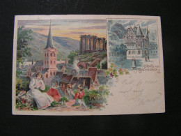 Bacharach , Schöne Alte Litho Karte  1899 Bahnpost - Bacharach