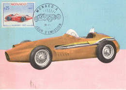 Monaco - Voitures De Course - Maserati 250F (1957) - Carte Maxi FDC - Prémier Jour D'Emission - Cars