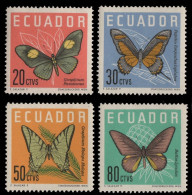 Ecuador 1961 - Mi-Nr. 1070-1073 ** - MNH - Schmetterling / Butterfly - Equateur