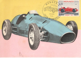 Monaco - Voitures De Course - Ferrari (1955) - Carte Maxi FDC - Prémier Jour D'Emission - Automobilismo