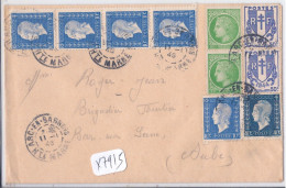 LETTRE AFFRANCHIE- ARC-EN-BARROIS- 11-01-1946- BANDE X4 10C DULAC+ 2 X 80C MAZELIN- +2 X 50C CHAINES + 10C + 40C DULAC - Postal Rates