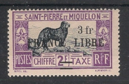 SPM - 1942 - Taxe TT N°YT. 56 - Chien Terre-Neuve 3f Sur 2f Violet Et Noir - Neuf * / MH VF - Timbres-taxe