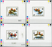 NORTH KOREA - 1987 -  SET OF 4 PROOFS MNH ** IMPERFORATED - Mandarin Ducks - Corée Du Nord