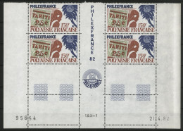 POLYNESIE N° 180 En Blocs De Quatre Avec Coin Daté 21/4/82 Neufs ** (MNH) TB - Unused Stamps
