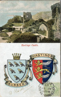 SUSSEX - HASTINGS CASTLE - Blasons - Voyagée En 1907 - Hastings