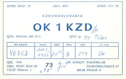 Radio Amateur QSL Post Card Y03CD OK1KZD Czechoslovakia - Amateurfunk