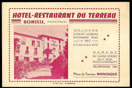 Carte De Visite Commerciale 04 MANOSQUE - Hôtel-Restaurant (Place) Du Terreau - BONELLI Propriétaire - Cartoncini Da Visita